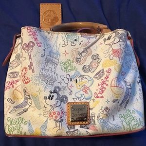 Disney Dooney and Bourke Rare Silhouette Passholder Sketch Pattern